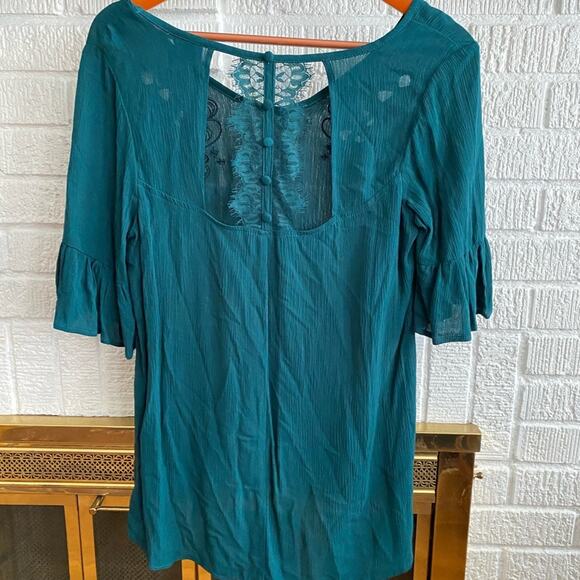 BoxLunch Harry Potter Wands Fashion Top Green Ruffle Sleeve Blouse Shirt S NWT - Picture 5 of 7